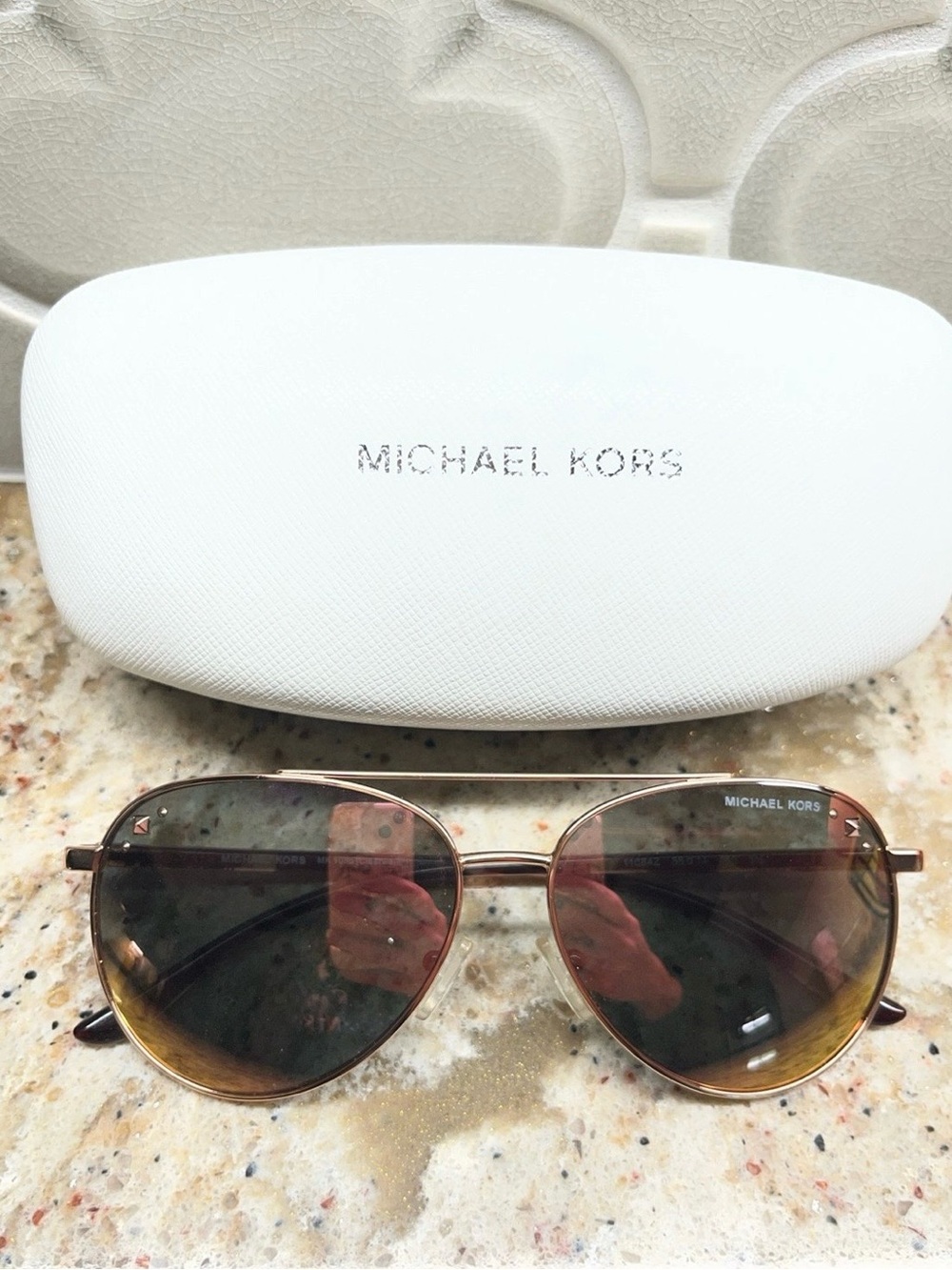 Michael Kors Rose Gold Aviator Sunglasses - Picture 2 of 9